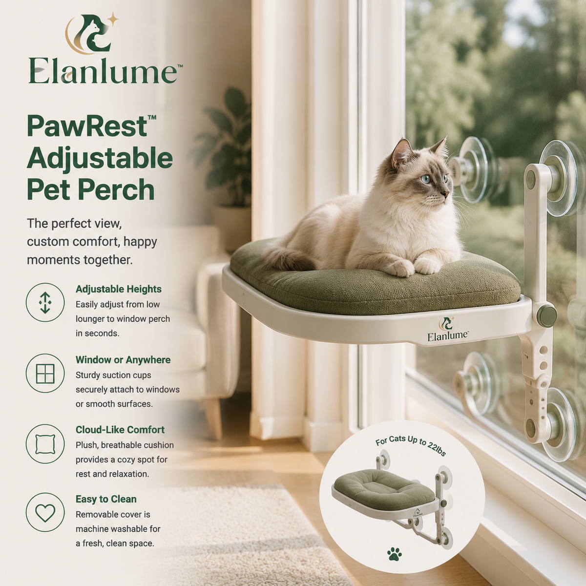Elanlume⢠PawRest Adjustable Window Pet Lounge