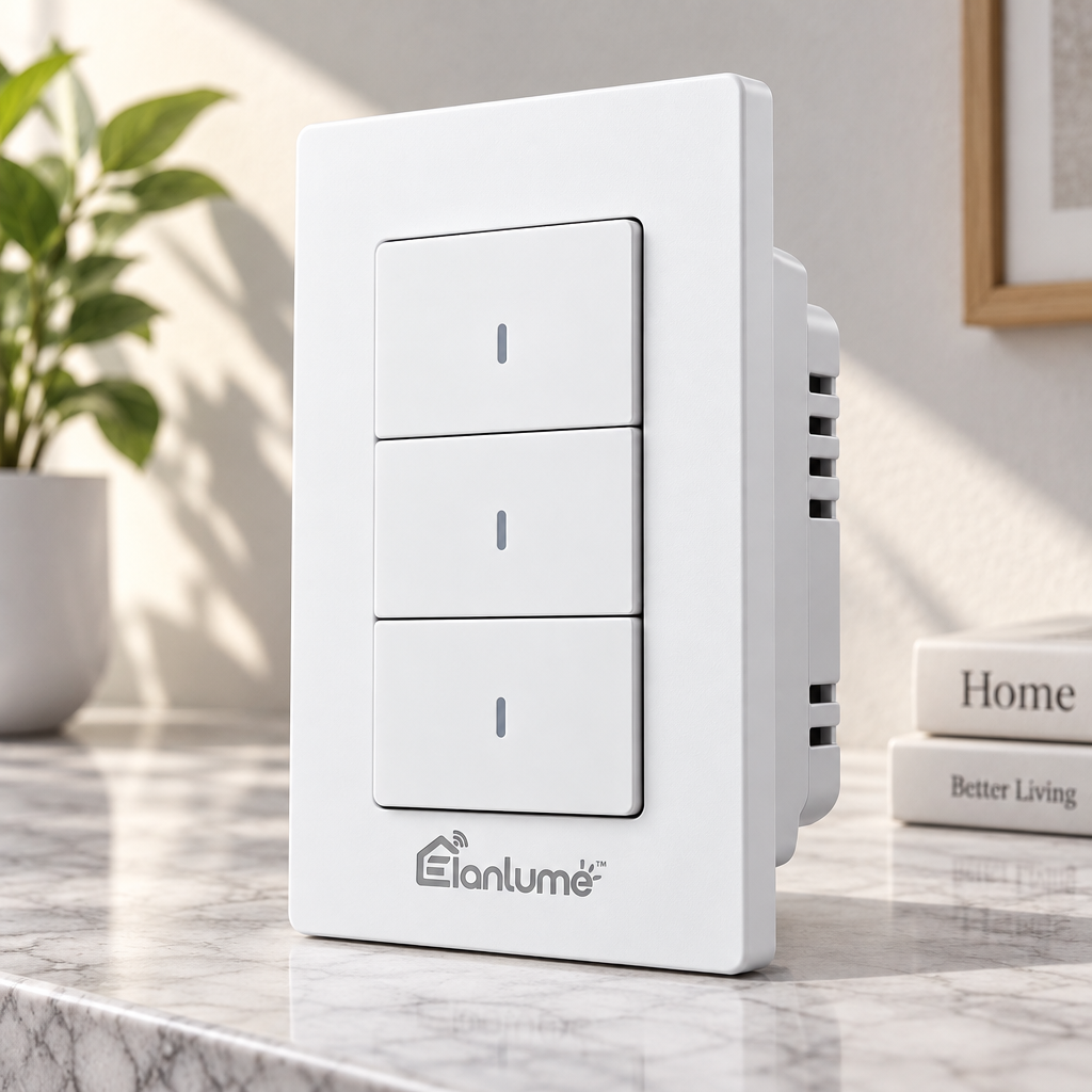 Elanlume™ 3-Button Smart Wall Switch – Modern In-Wall Lighting Control Panel for Multi-Zone Home Lighting