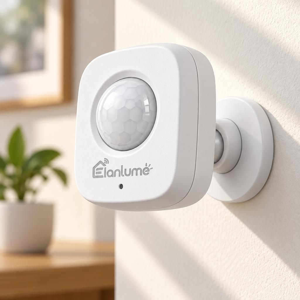 Elanlume™ Adjustable Smart Motion Sensor – Directional Indoor Movement Sensor with Flexible Wall Mount for Home Automation & Lighting Routines