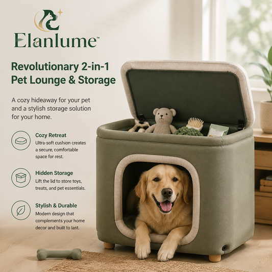 Elanlume™ CozyNest 2-in-1 Pet Lounge & Storage Bench
