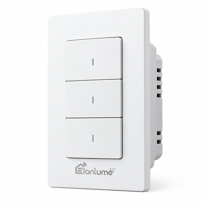 Elanlume™ 3-Button Smart Wall Switch – Modern In-Wall Lighting Control Panel for Multi-Zone Home Lighting