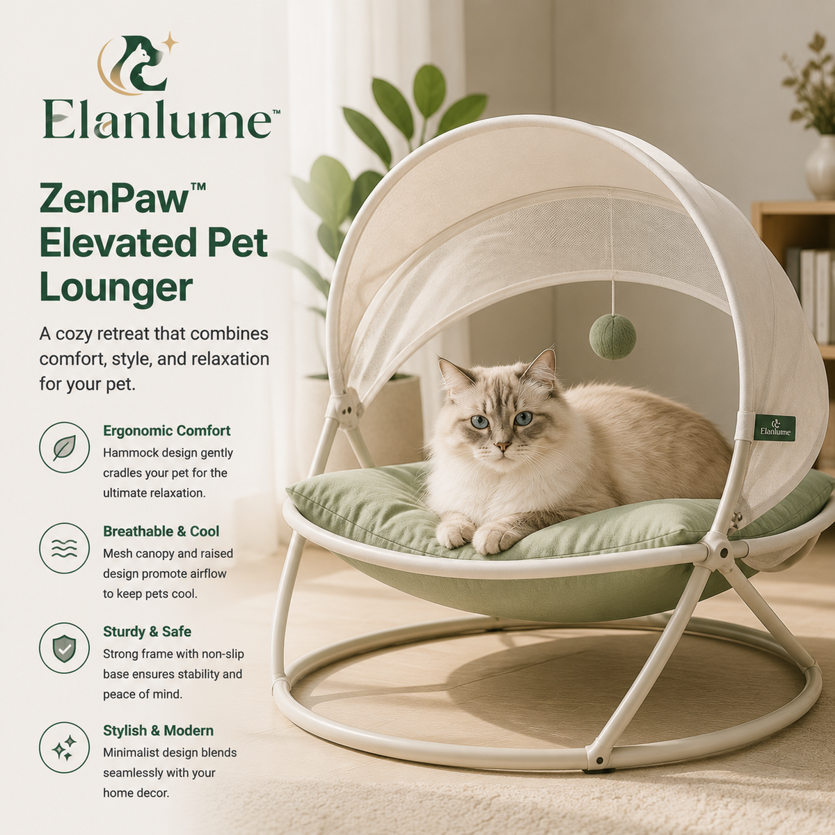 Elanlume™ ZenPaw Elevated Pet Lounger