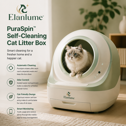 Elanlume™ PuraSpin Self-Cleaning Cat Litter Box