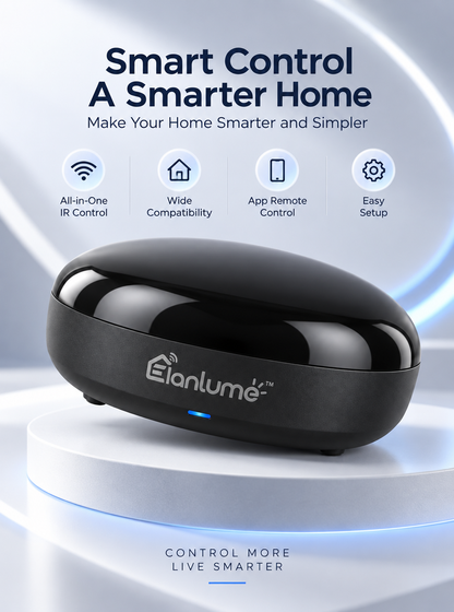 Elanlume™ Smart IR Remote Controller – All-in-One App-Controlled Infrared Hub for TV, Air Conditioner, Fan & Home Entertainment Devices
