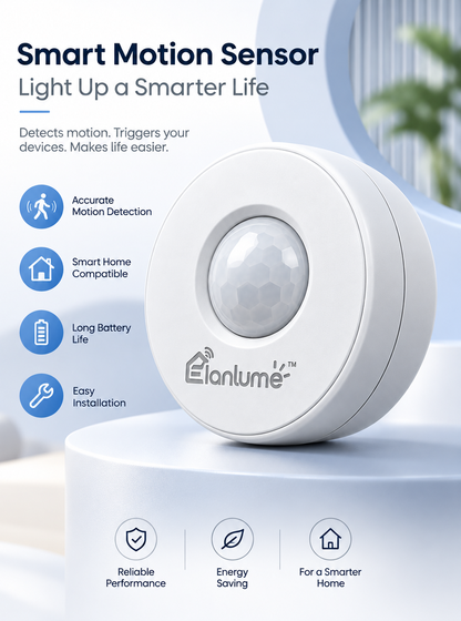 Elanlume™ Smart Motion Sensor – Wireless Indoor Motion Detection Sensor for Hallways, Entryways, Bedrooms & Smart Home Routines